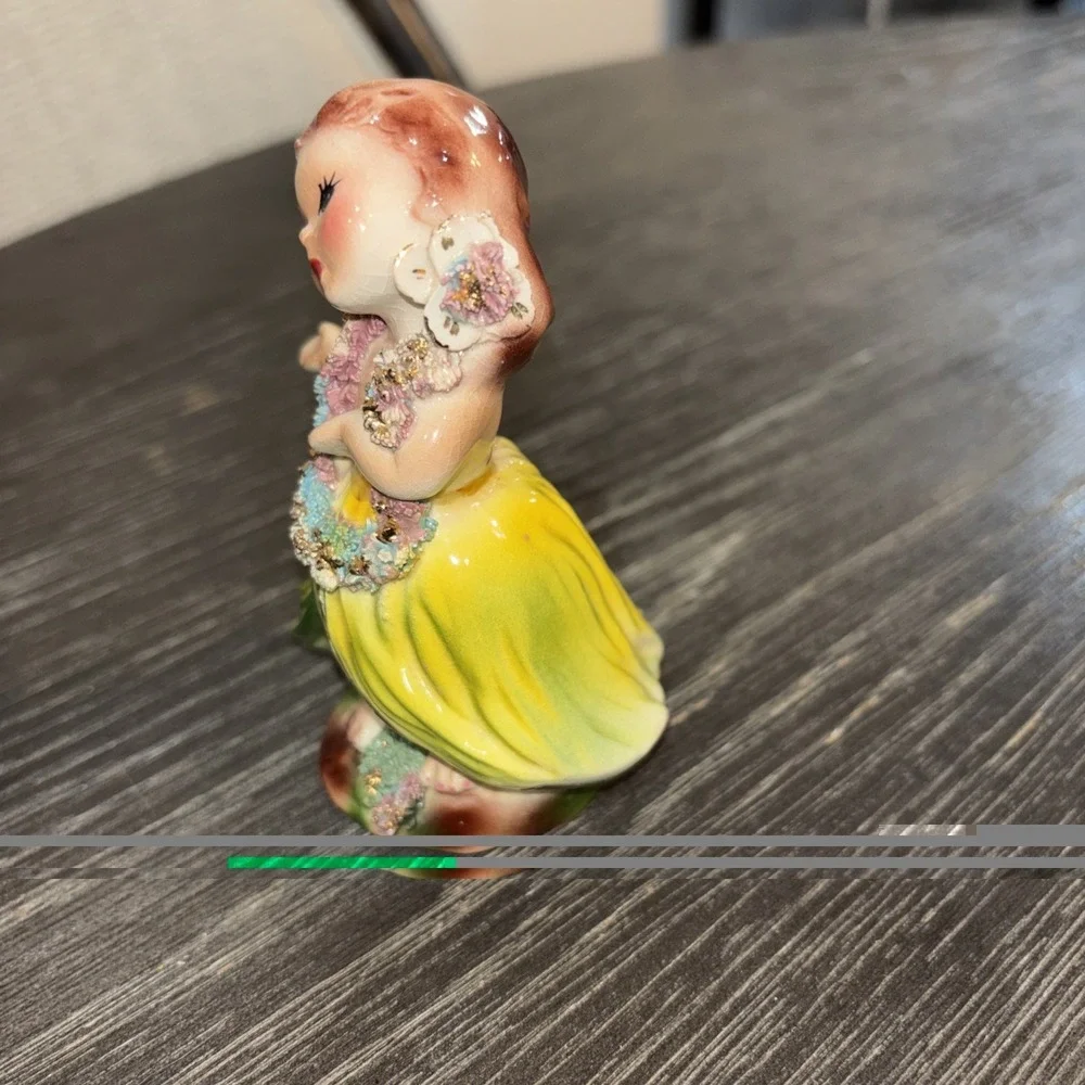 Vintage Josef Originals‎ Hawaiian Hula Girl Figurine Spaghetti Trim NICE